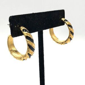 Black & Gold Hoop Earrings Gold tone